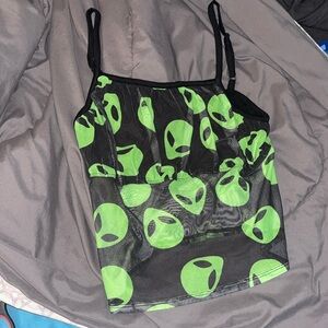 Super unique cute HOT TOPIC ALIEN WITH MESH SHIRT!!!